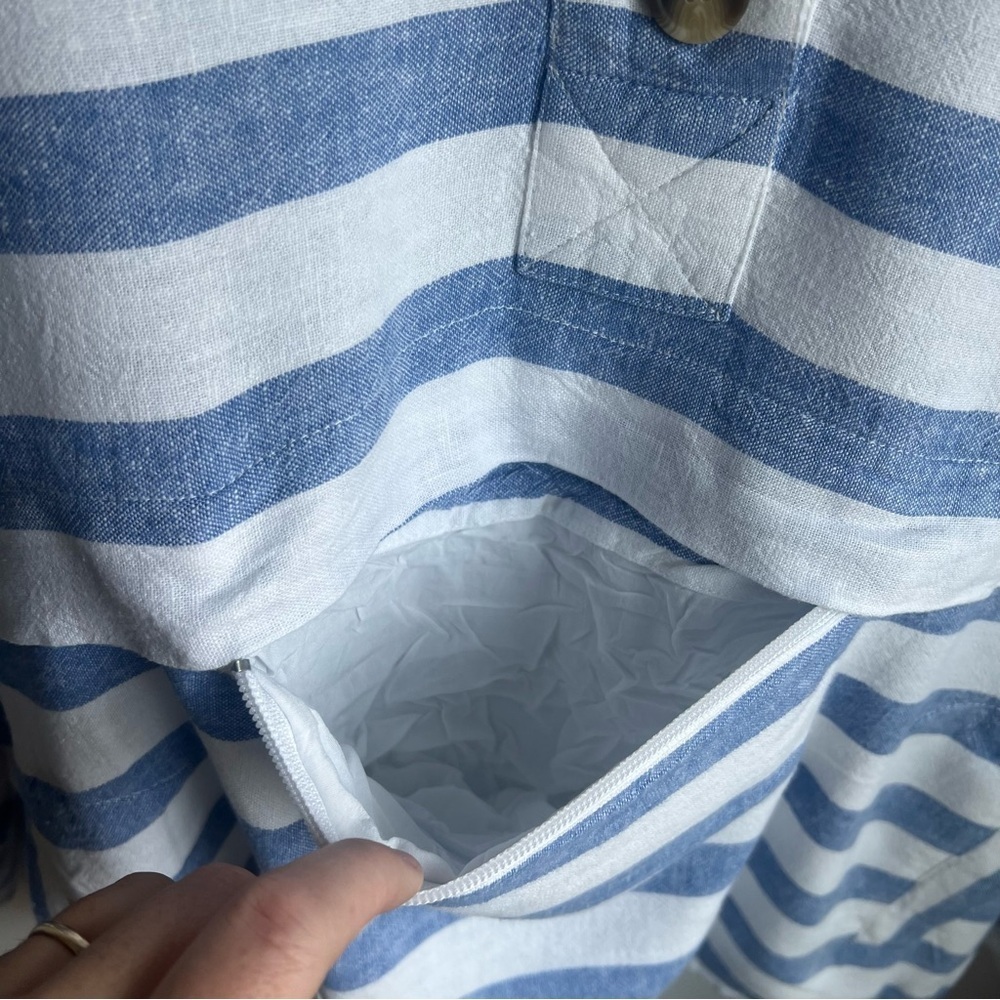Striped Blue and White Women's Hoodie - Picture 10 of 16